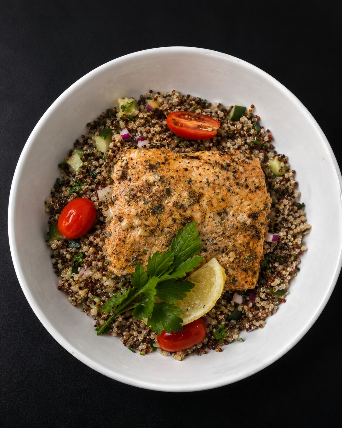Mediterranean Salmon Quinoa Salad