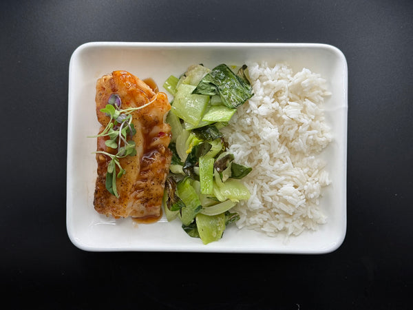 Spicy Ginger Glazed Cod with Bok Choy