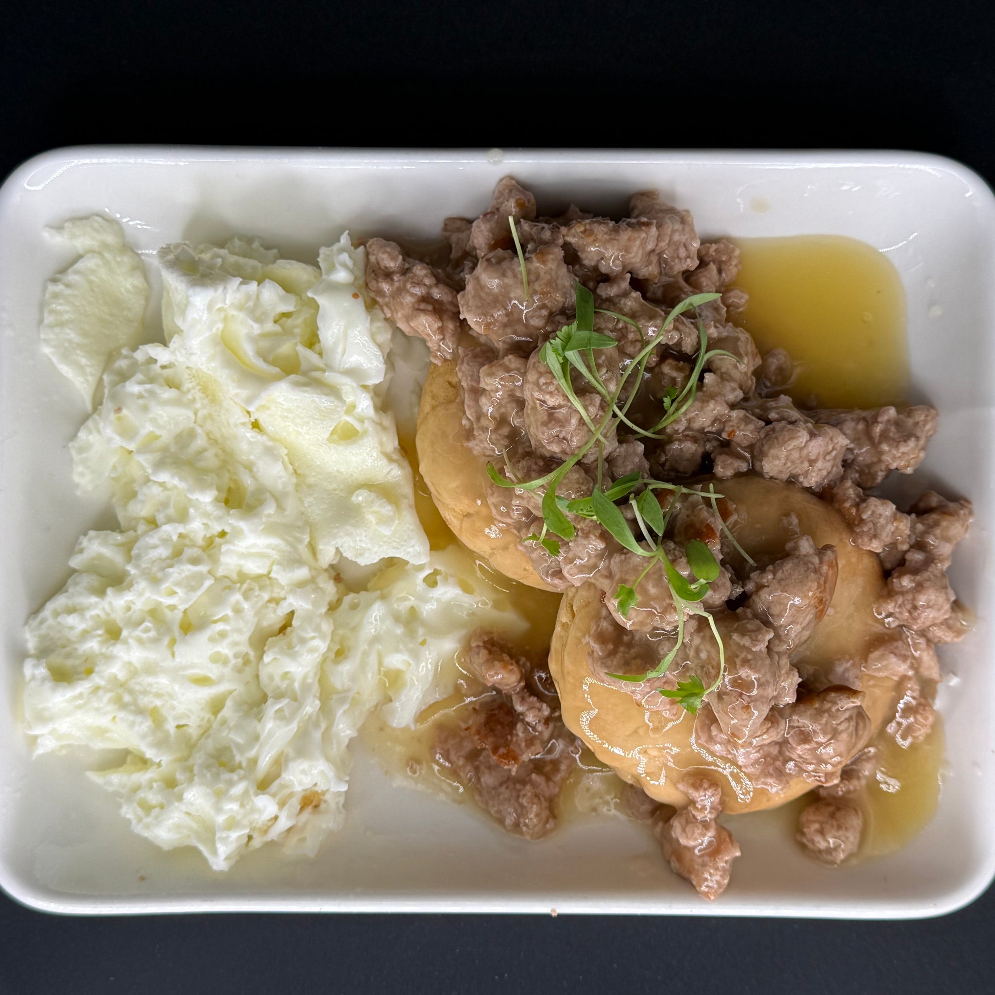 Biscuits And Turkey Gravy With Scrambled Egg Whites