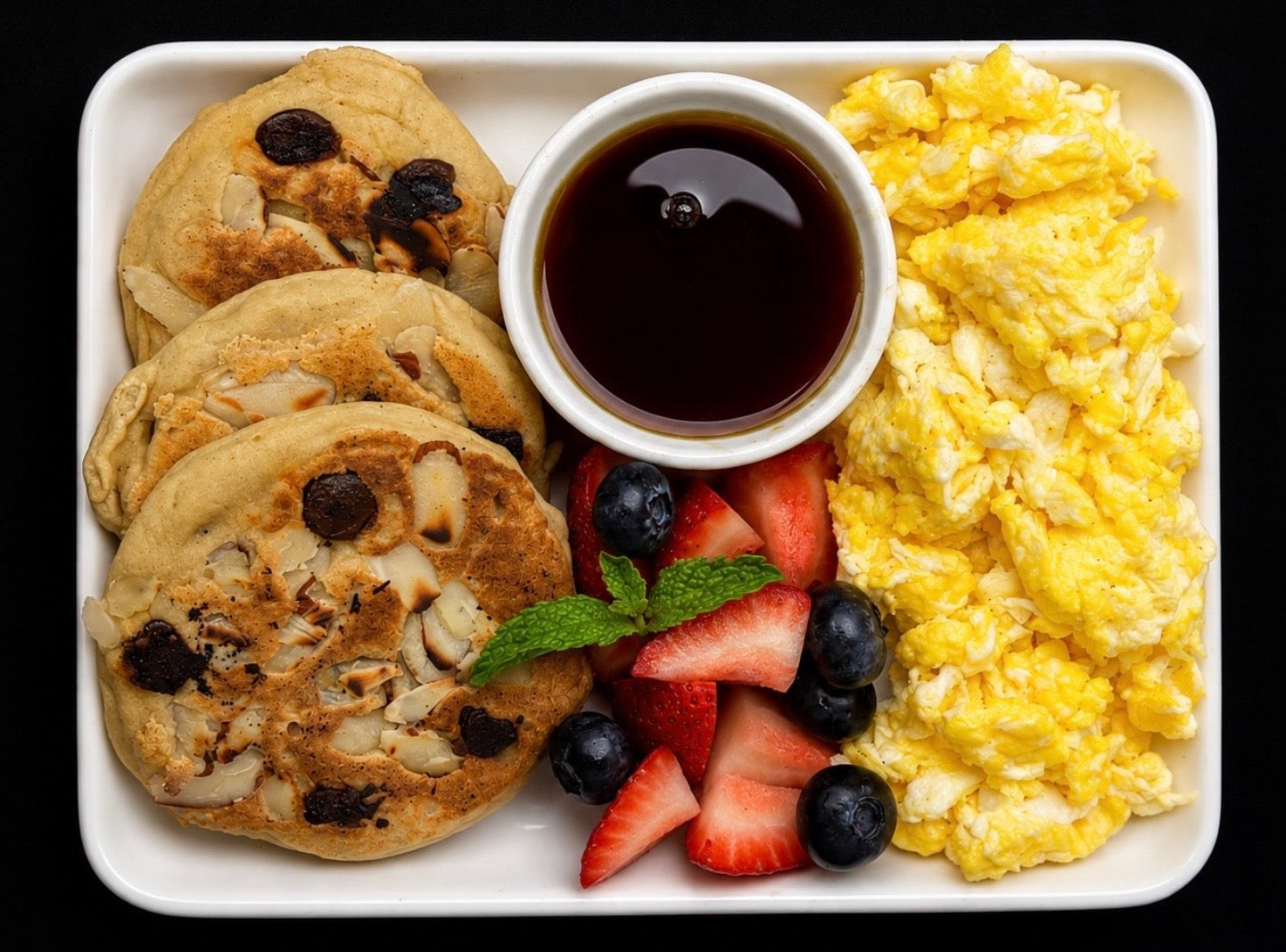Dark Chocolate Almond Protein Pancakes