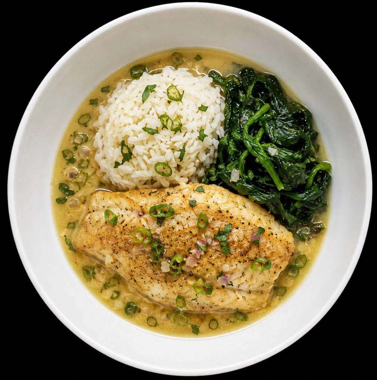 Garlic Herb Cod & Brothy Rice